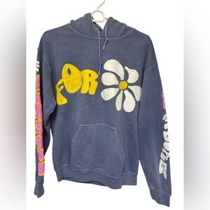 BDG Urban Outfitters Blue Hoodie with Yellow and White Flower Design NWT